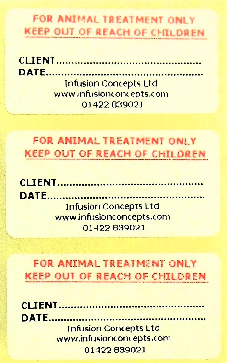 J270801 and animal treatment only customisable label