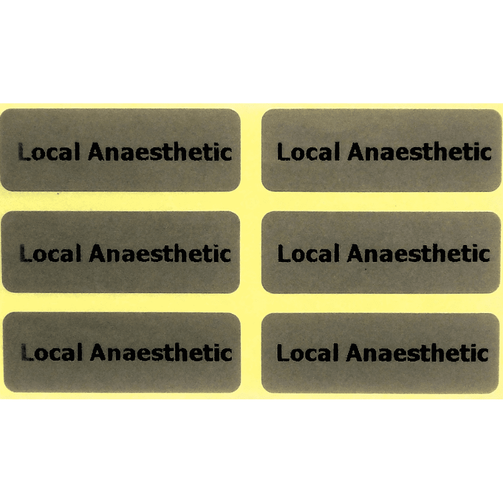 Syringe label local anaesthetic box of 400