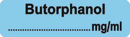 J2703 81 butorphanol Label showing the drug name butorphanol with a blank line for its concentration in mgml