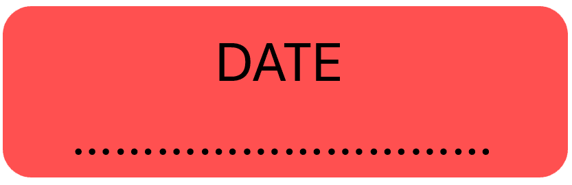 Red rounded date input field with the placeholder text date and a dotted underline indicating input area