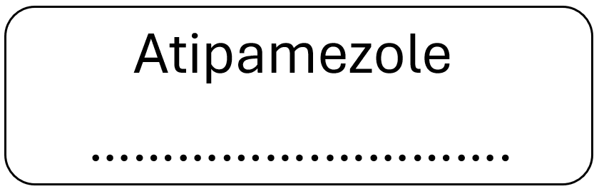 Label showing the drug name atipamezole with a dotted underline drug name atipamezole displayed on a white card atipamezoledrug name label